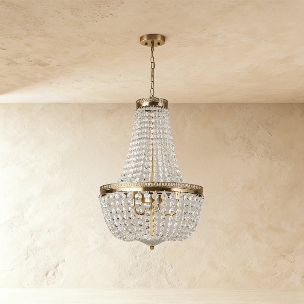 3 light antique brass crystal glass chandelier STS