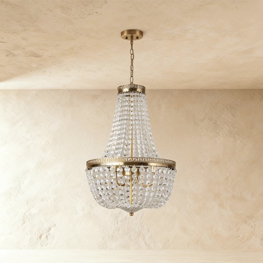 3 light antique brass crystal glass chandelier STS