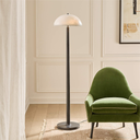 Black metal floor lamp with hand-carved alabaster STS