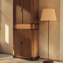 Adored with fine ribbed detailing around the stem floor lamp with linen shade STS