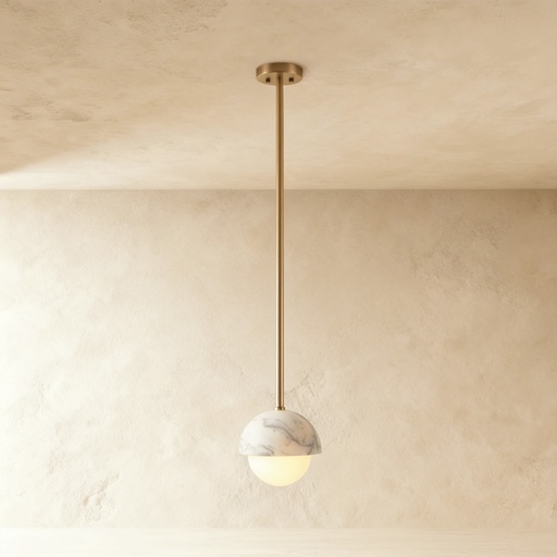 Polaris arabescato marble and gless globe pendant lamp STS
