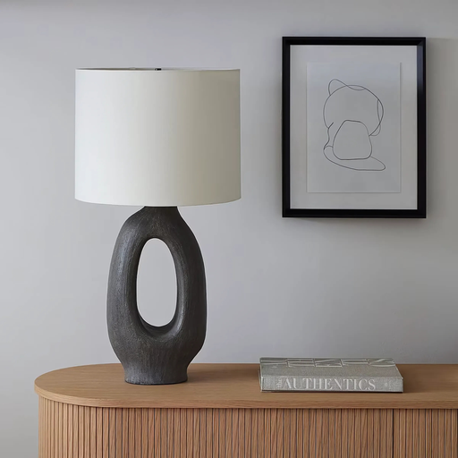 Black hand-formed ceramic large table lamp STS