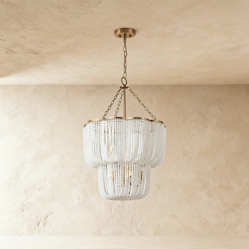 4 light white scalloped chandelier 41*42*51.5