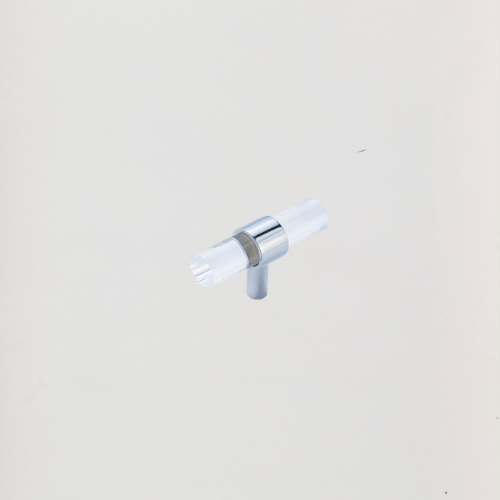 Modern Clear Acrylic T-Handle With Silver Ring L