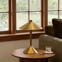 2 light burnished brass mini cone table lamp STS