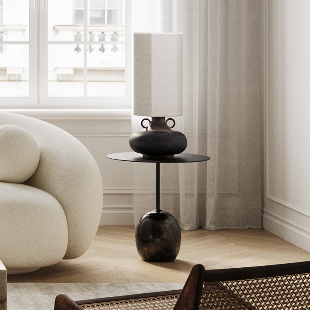 Bronze ceramic and linen table lamp 43.5*34.5*70.5