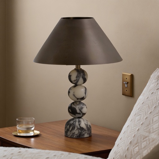 Viola calacatta marblemarble ballswith metal shade table lamp STS