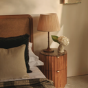 Adored with fine ribbed detailing around the stem table lamp with linen shade STS