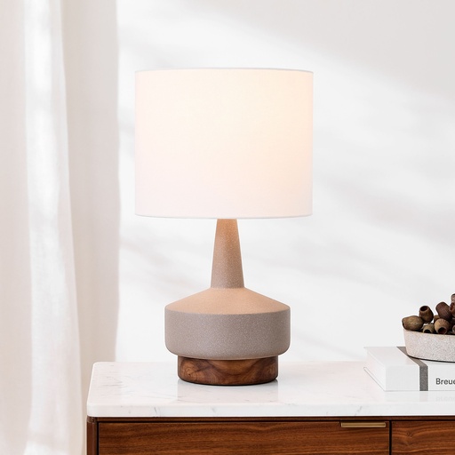 Wood &amp; Taupe ceramic medium table lamp STS