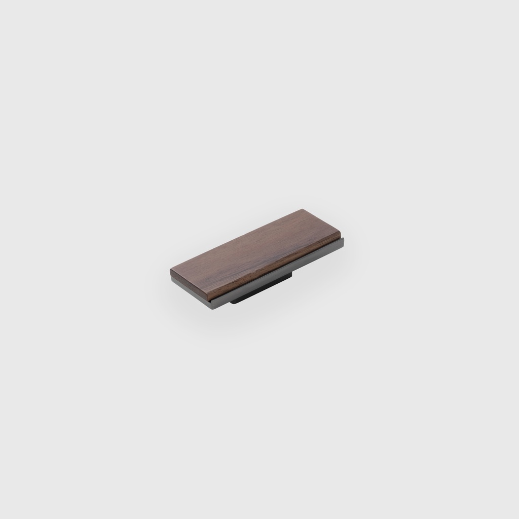 Varnish Walnut Black Steel Wooden Knob 