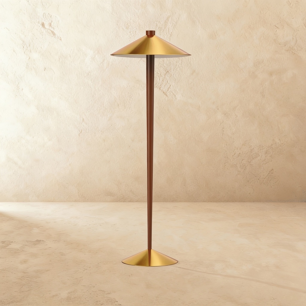 2 light burnished brass cone floor lamp STS