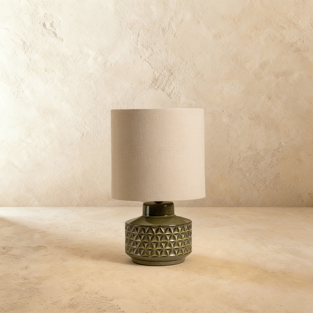 Green glazed reactive ceramic short table lamp STS