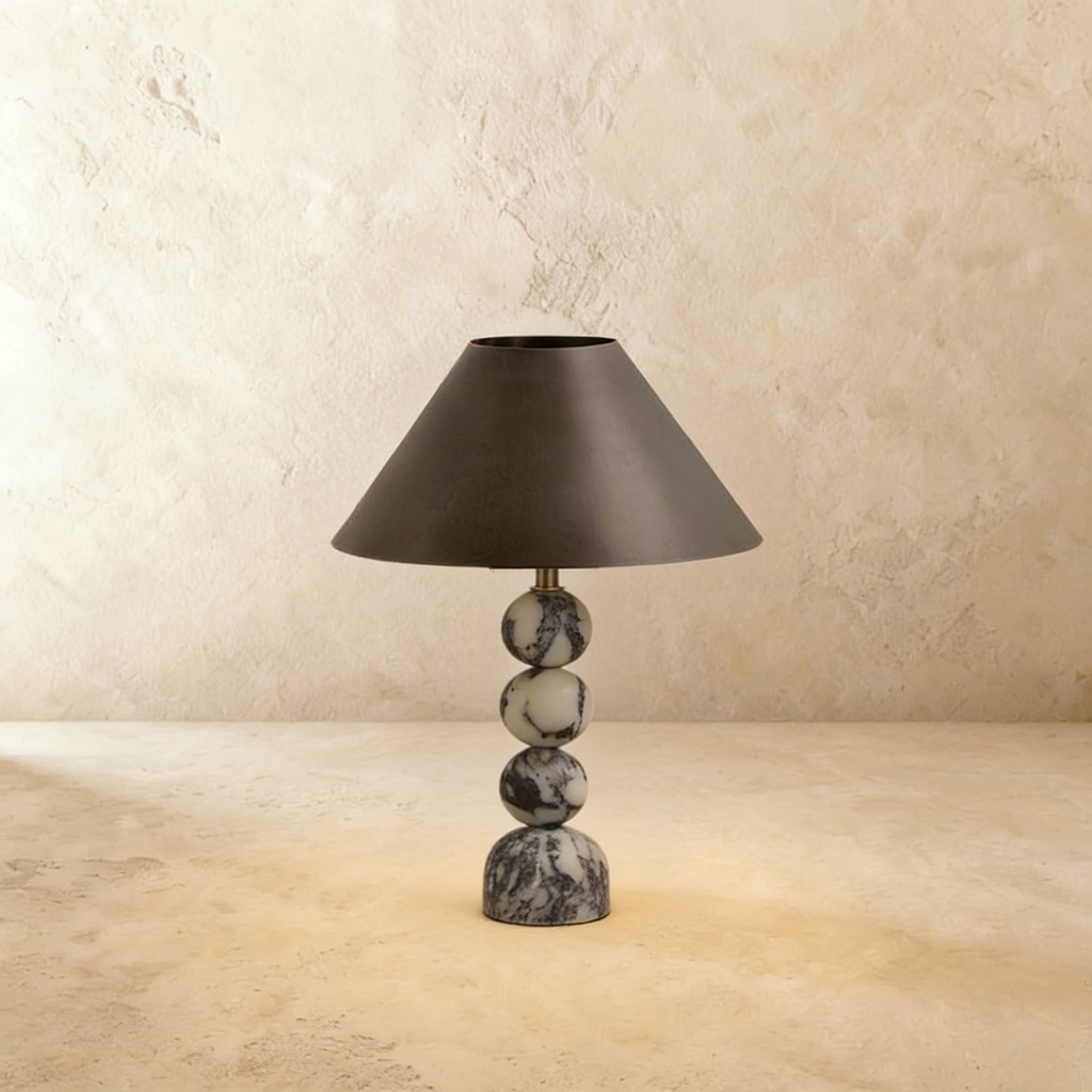 Viola calacatta marblemarble ballswith metal shade table lamp STS