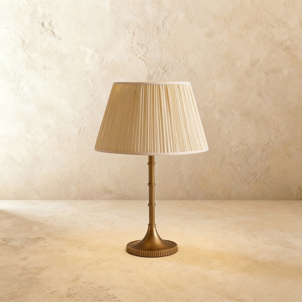 Adored with fine ribbed detailing around the stem table lamp with linen shade STS