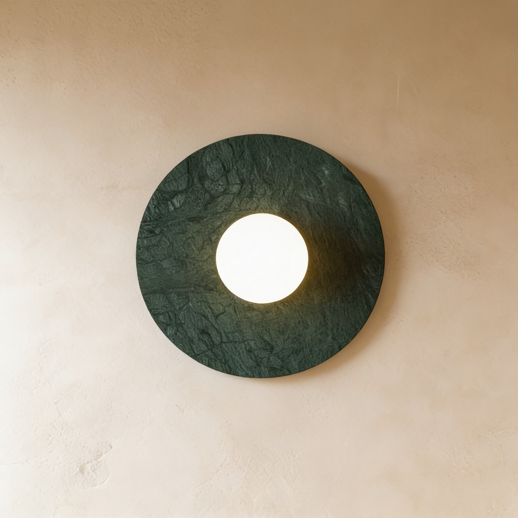 Green marble with round glass wall lamp STS