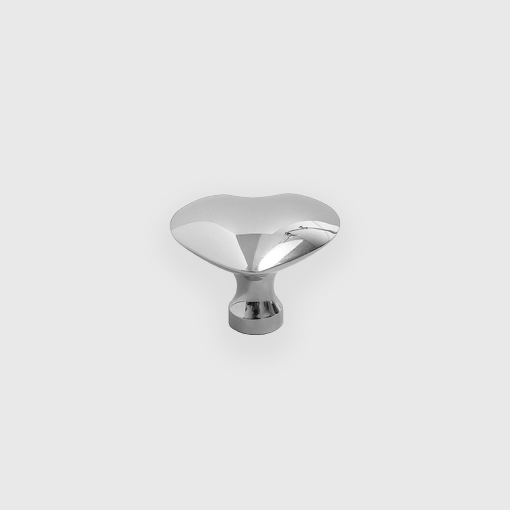 Shiny Silver Heart Knob 