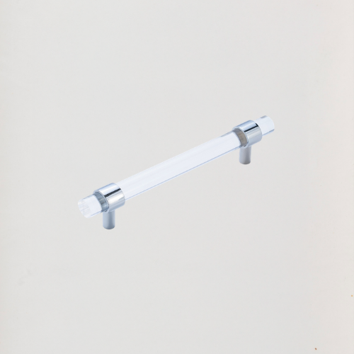 [LJO2100160] Modern Clear Acrylic Pull With Silver Rings *160