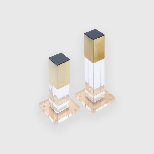 [LEG005015] Acrylic square leg with golden cap 15