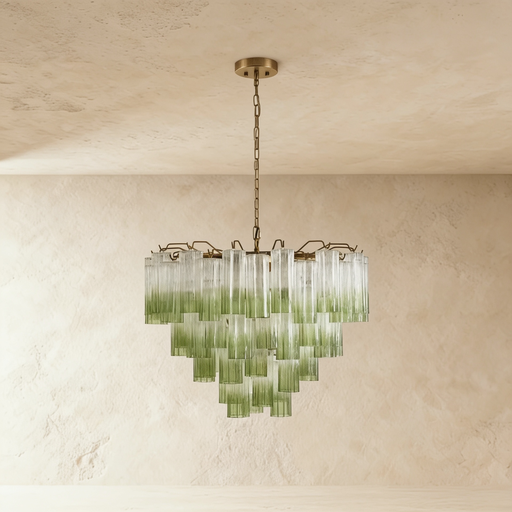 [MRCH0003] Murano verde mosiac chandelier STS