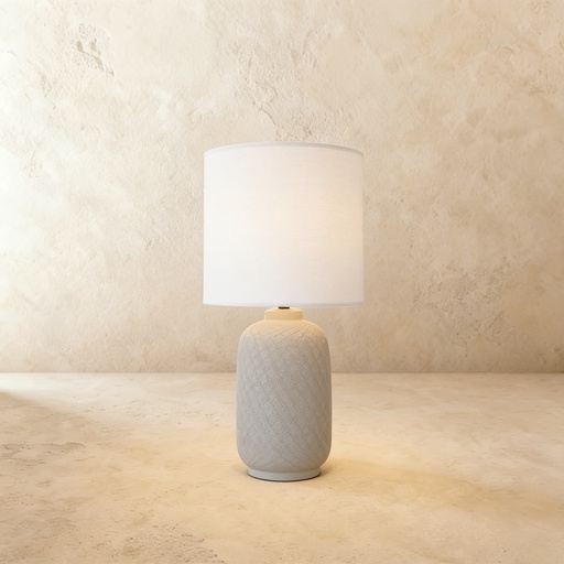 [GLTL0012] Matt light silt hand-combed ceramic medium table lamp STS