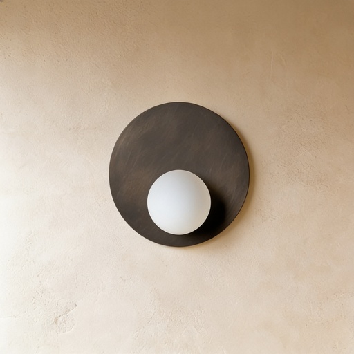 [GLWL0002] Aged broze and opal disc wall lamp STS