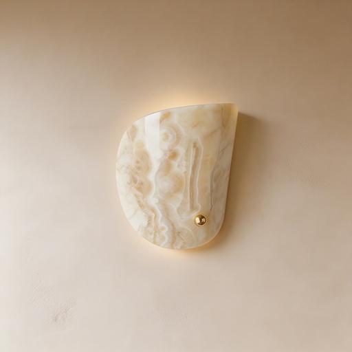 [GLWL0009] Curved cream onyx wall sconce STS