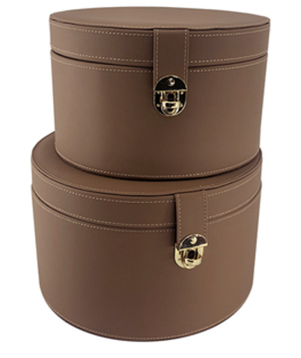 [STR2ORBR002] Coffee colored cylinder storage box STS