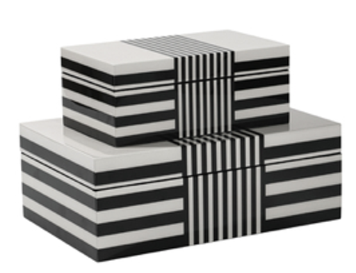 [STR2OSMI003] Black and white line lacquer box STS